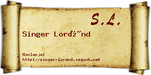 Singer Loránd névjegykártya